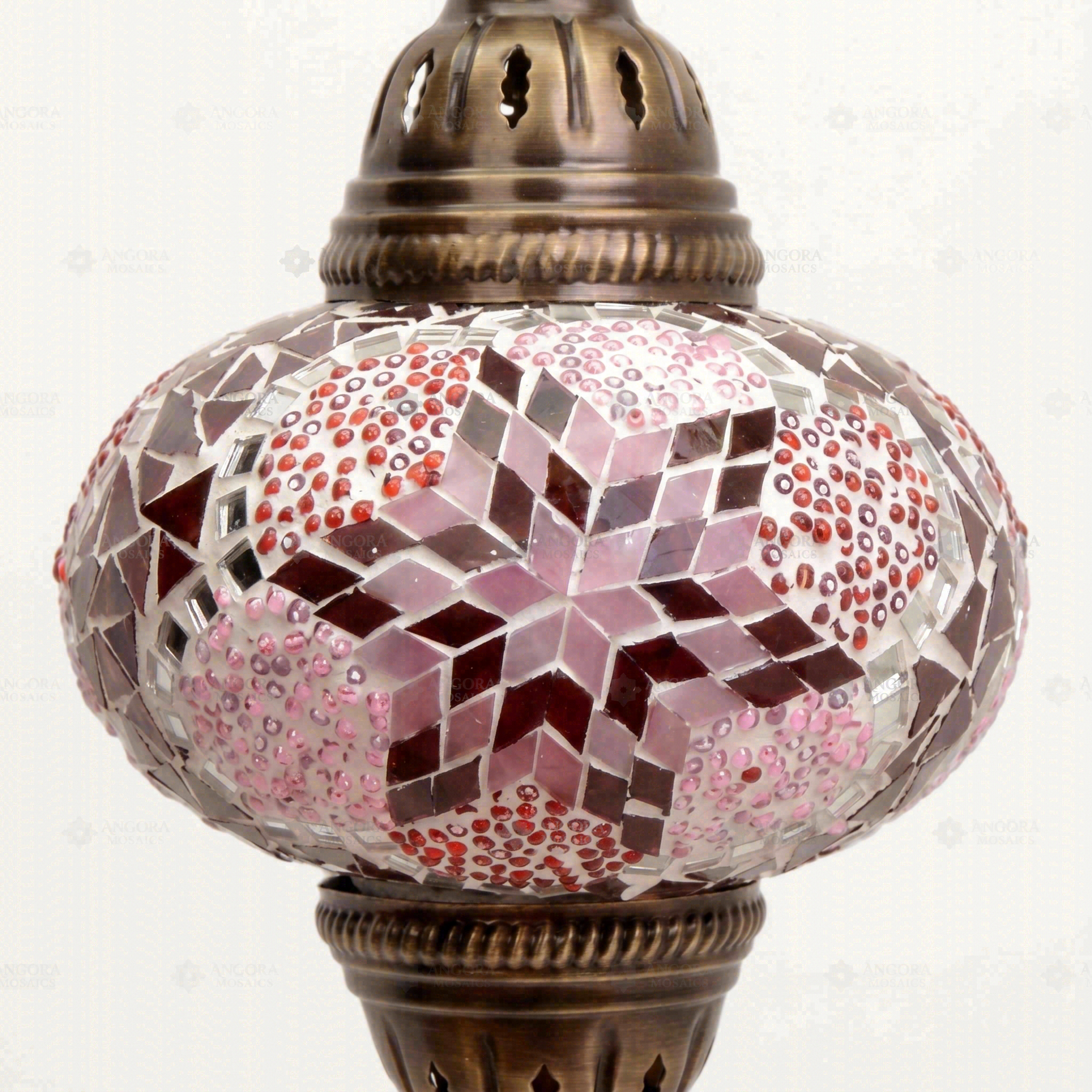 Close-up of Red ruby red mosaic glass globe pattern — pendant light (ENV DYN3008)