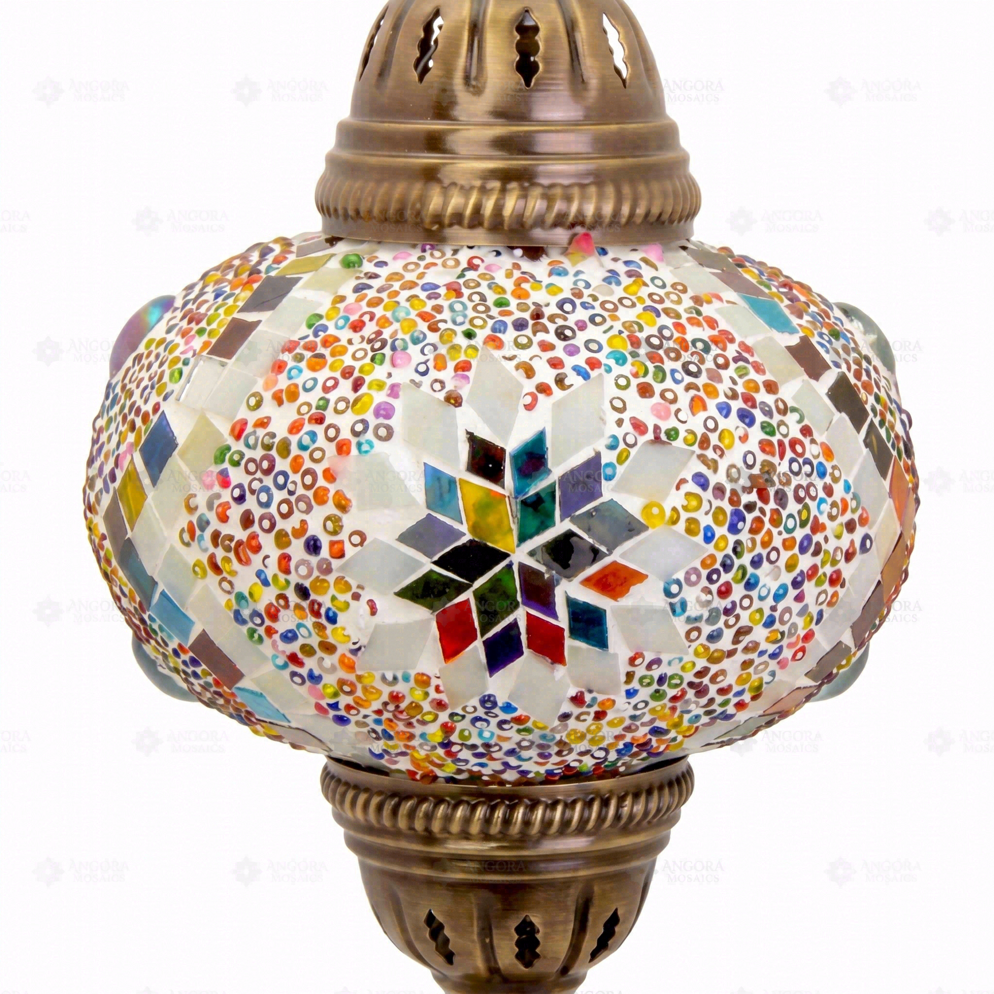 Close-up of Multicolor multicolor jewel mosaic glass globe pattern — pendant light (ENV DYN3010)