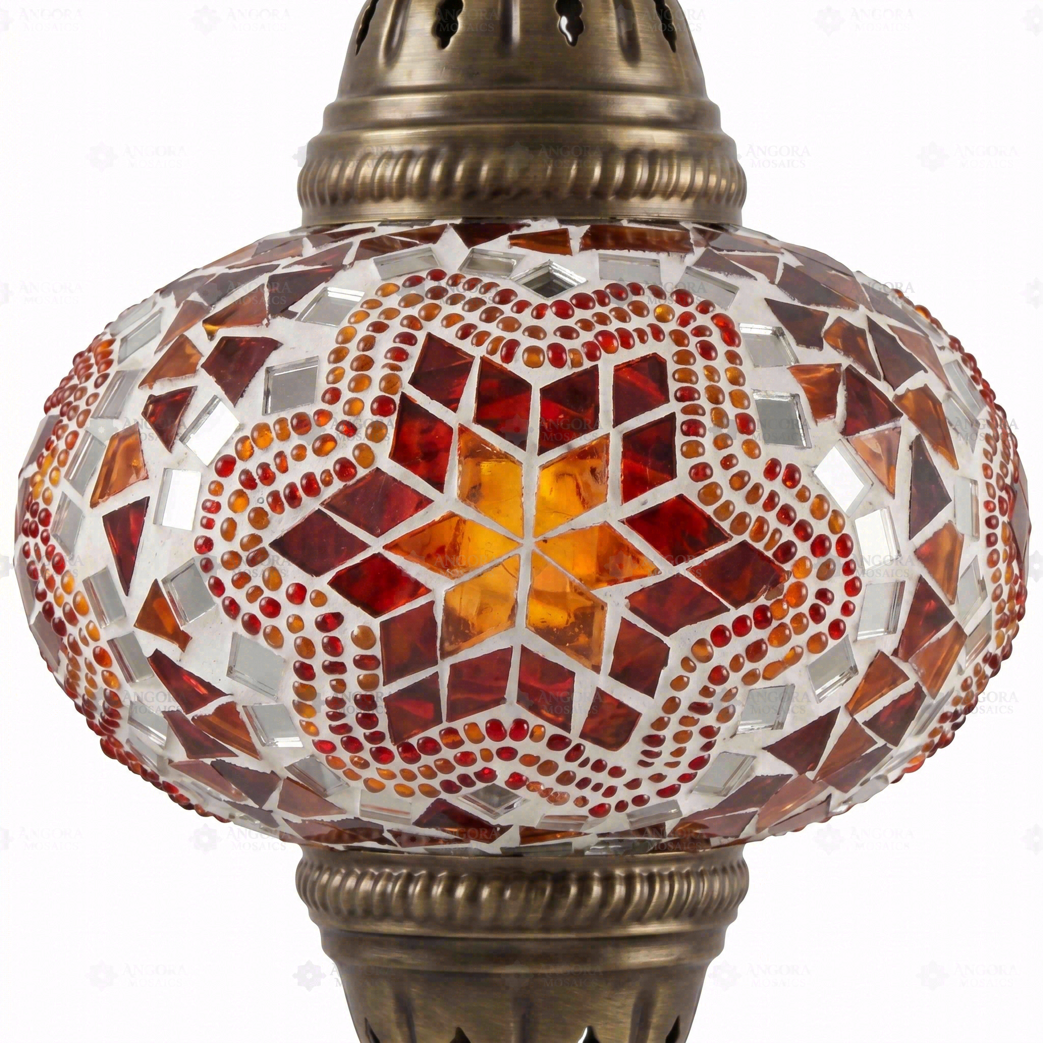 Close-up of Red ruby red mosaic glass globe pattern — pendant light (ENV DYN3011)