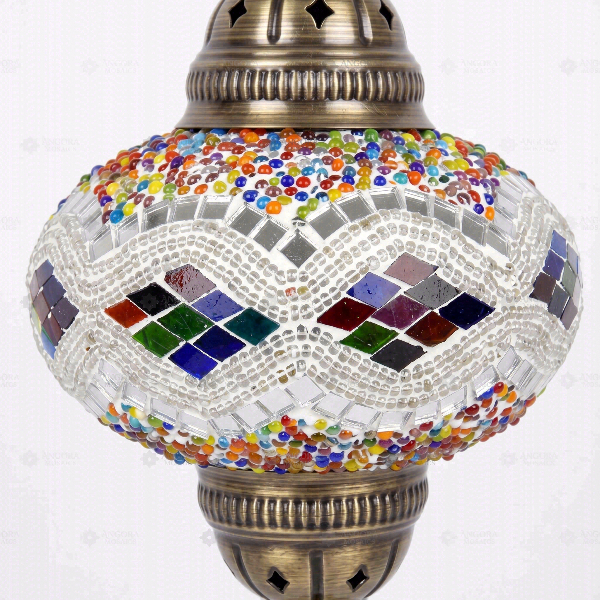Close-up of Multicolor multicolor jewel mosaic glass globe pattern — pendant light (ENV DYN3014)