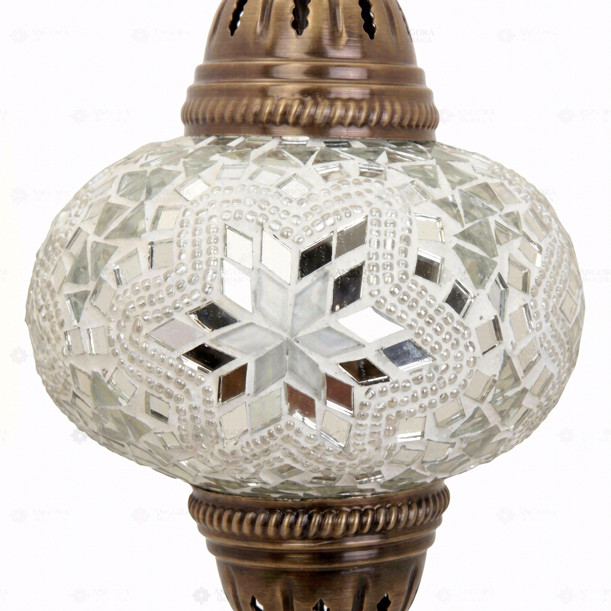 Close-up of White white glow mosaic glass globe pattern — pendant light (ENV DYN3015)
