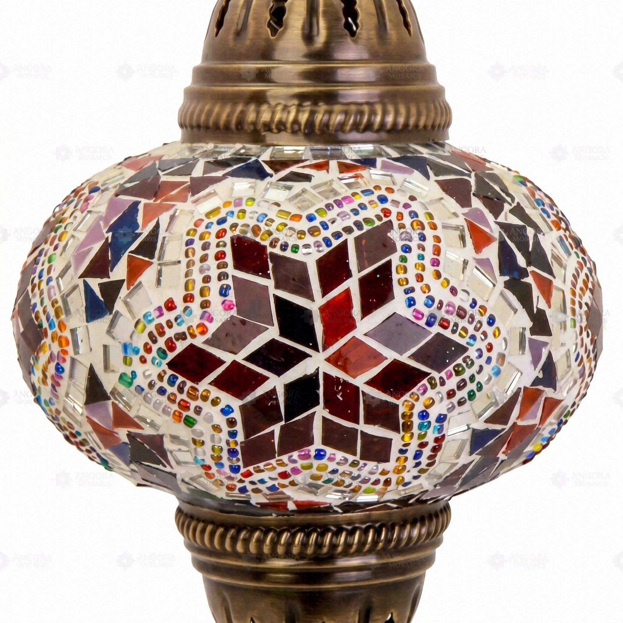 Close-up of Multicolor multicolor jewel mosaic glass globe pattern — pendant light (ENV DYN3017)