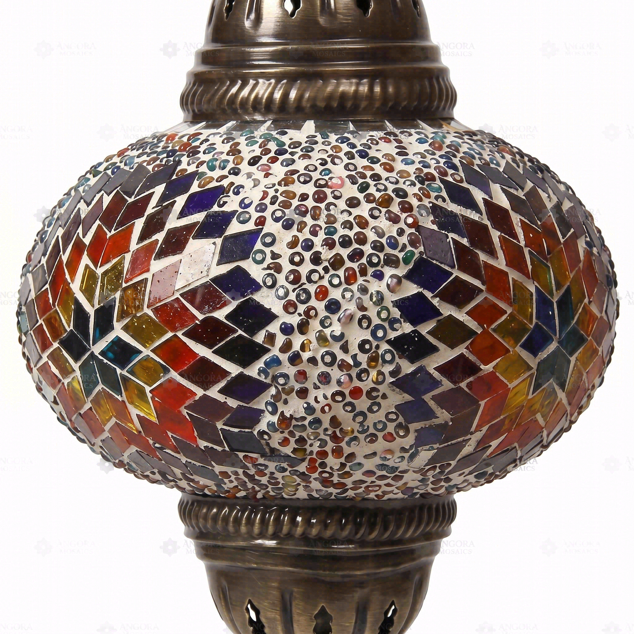 Close-up of Multicolor multicolor jewel mosaic glass globe pattern — pendant light (ENV DYN3018)