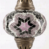 Close-up of Pink pink rose mosaic glass globe pattern — pendant light (ENV DYN3019)