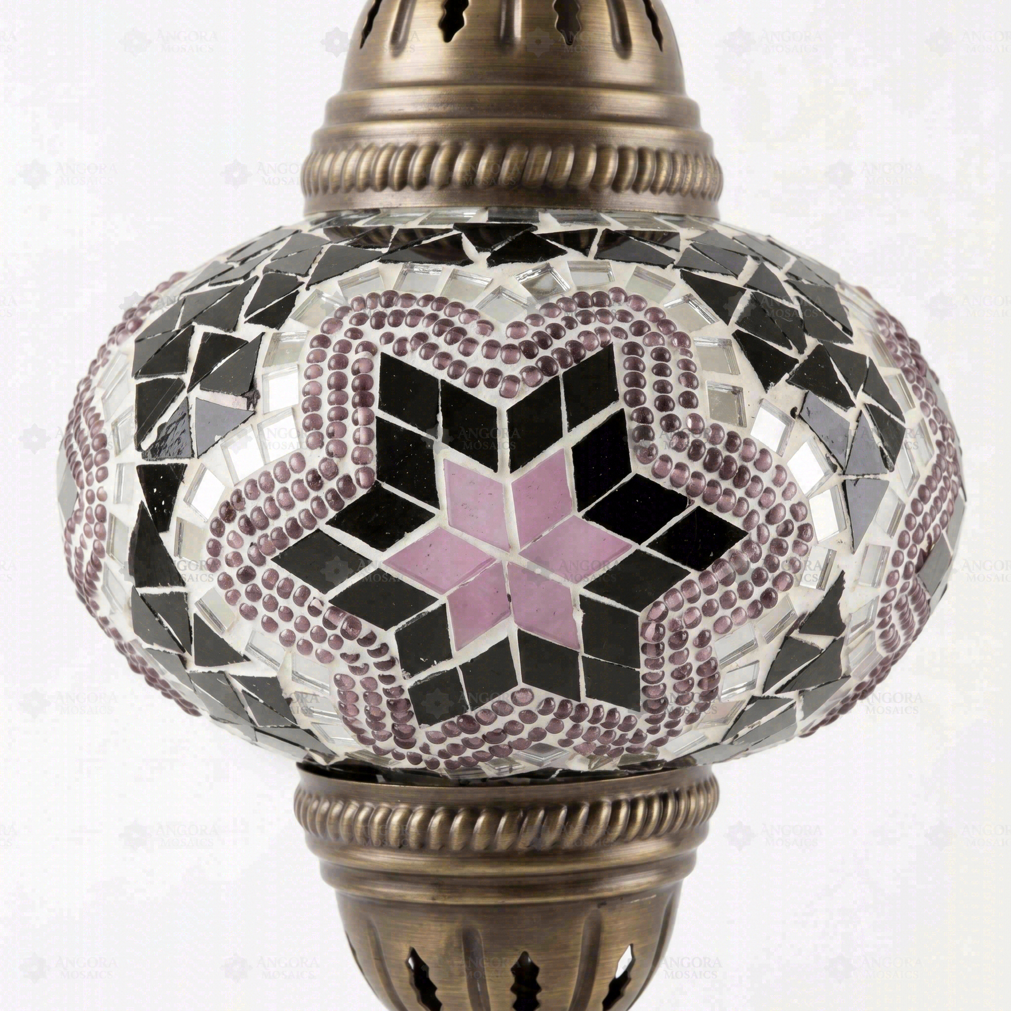 Close-up of Pink pink rose mosaic glass globe pattern — pendant light (ENV DYN3019)