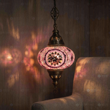 Purple purple jewel Turkish mosaic pendant light in styled room — handmade Moroccan pendant light (ENV DYN3020)