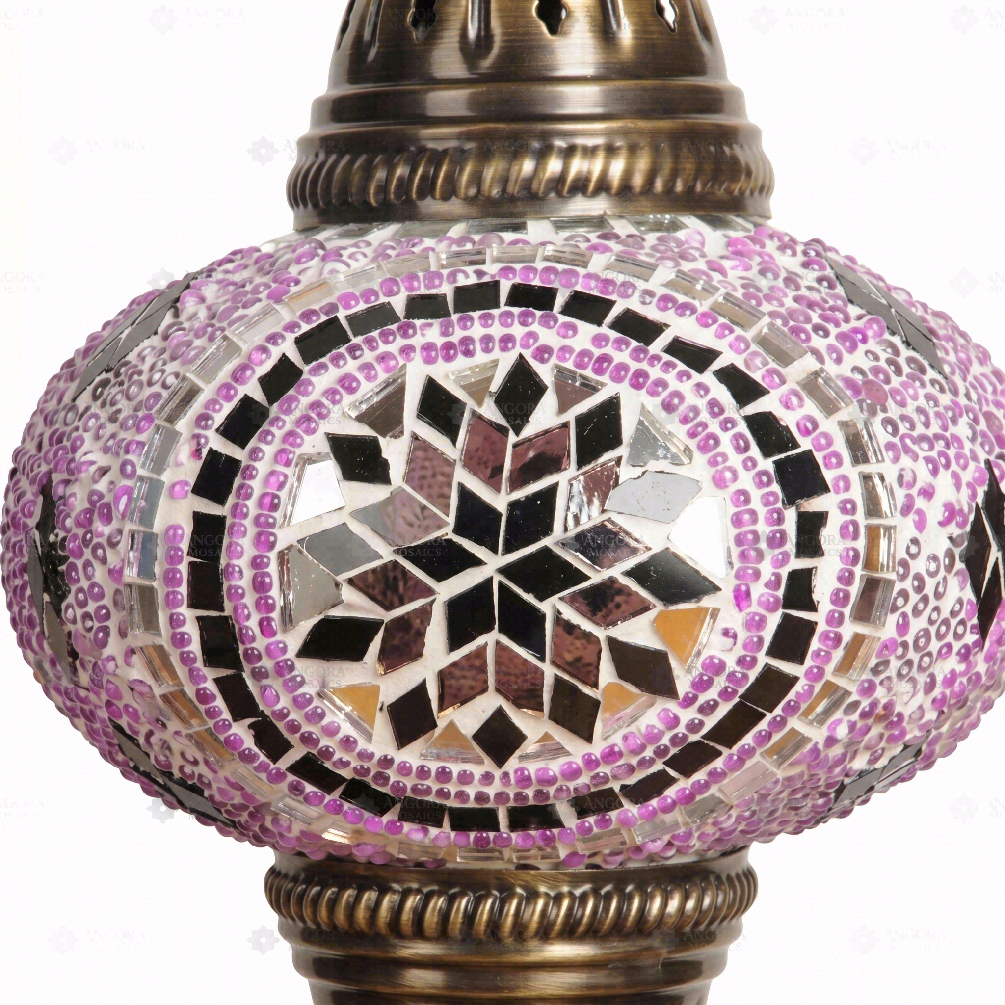 Close-up of Purple purple jewel mosaic glass globe pattern — pendant light (ENV DYN3020)