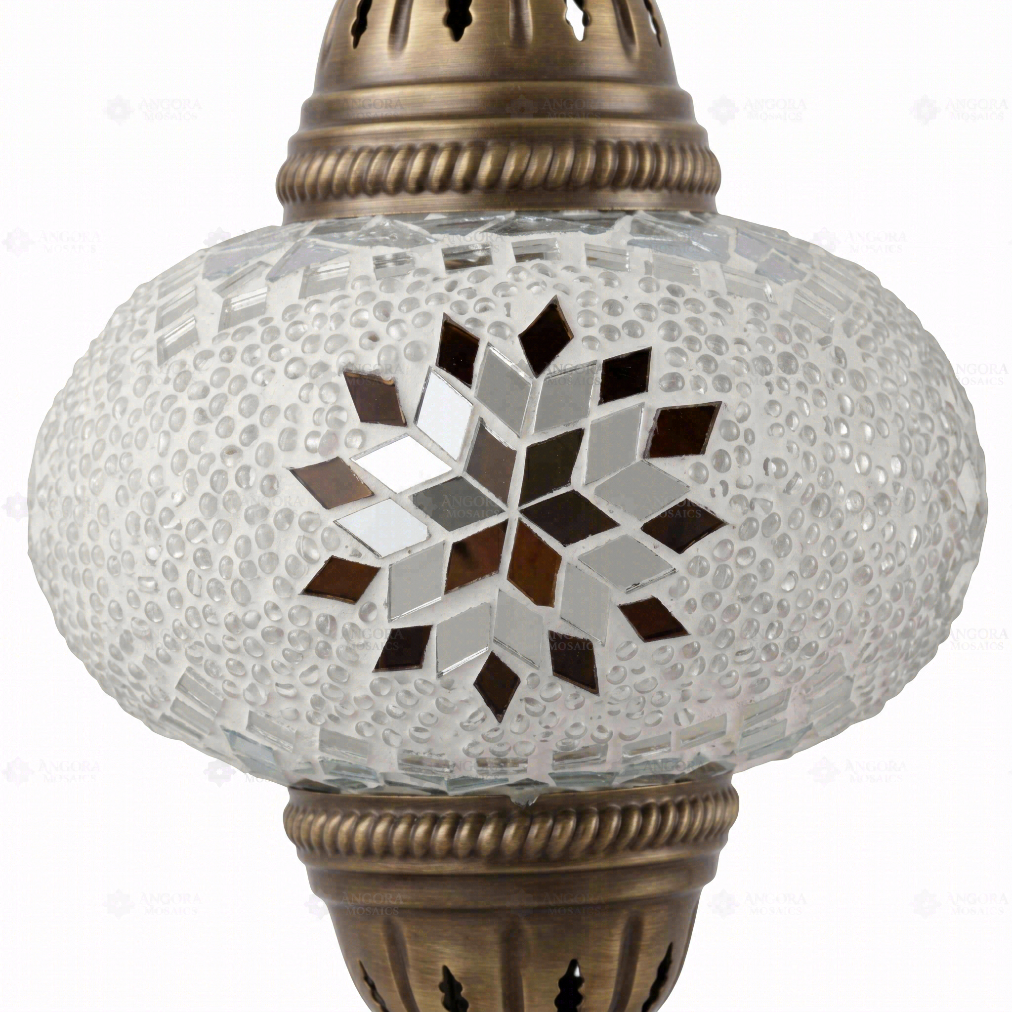 Close-up of White white glow mosaic glass globe pattern — pendant light (ENV DYN3022)