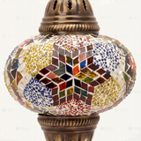 Close-up of Multicolor multicolor jewel mosaic glass globe pattern — pendant light (ENV DYN3024)
