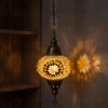 Amber warm amber Turkish mosaic pendant light in styled room — handmade Moroccan pendant light (ENV DYN3026)