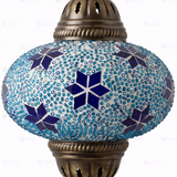 Close-up of Blue blue jewel mosaic glass globe pattern — pendant light (ENV DYN3027)