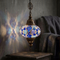 Blue blue jewel Turkish mosaic pendant light in styled room — handmade Moroccan pendant light (ENV DYN3028)