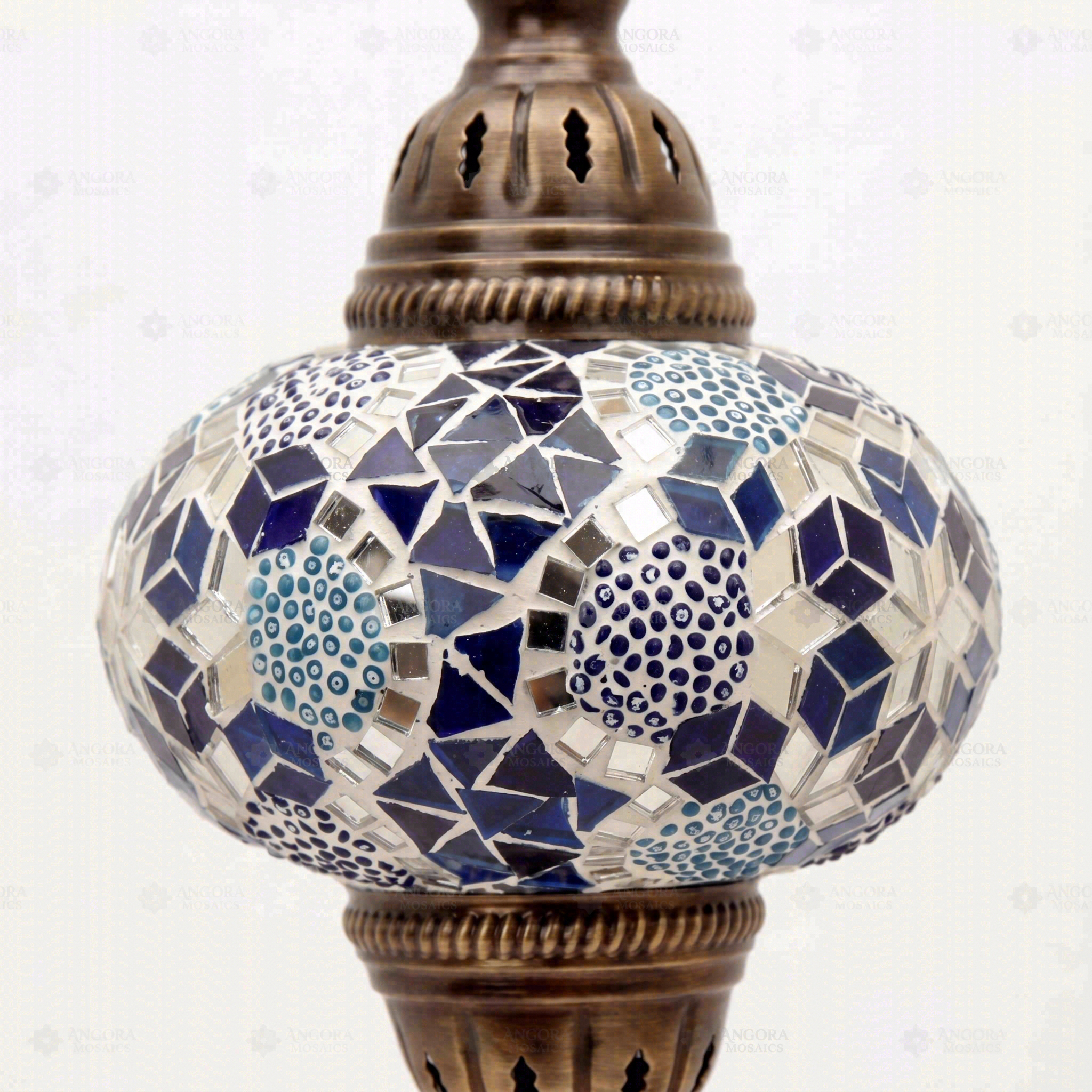 Close-up of Blue blue jewel mosaic glass globe pattern — pendant light (ENV DYN3028)