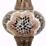 Close-up of Amber warm amber mosaic glass globe pattern — pendant light (ENV DYN3031)