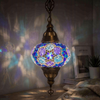 Blue blue jewel Turkish mosaic pendant light in styled room — handmade Moroccan pendant light (ENV DYN3034)