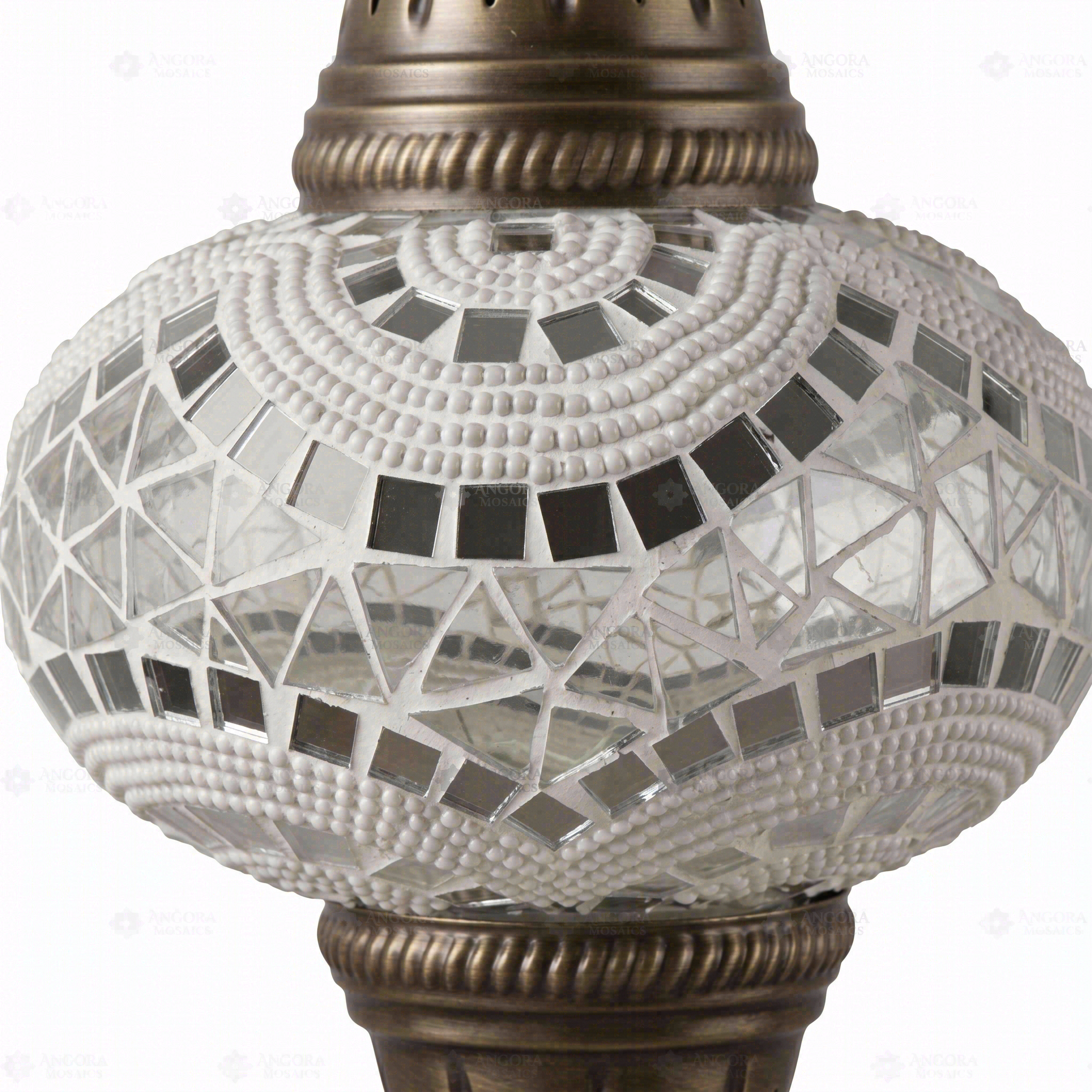 Close-up of White white glow mosaic glass globe pattern — pendant light (ENV DYN3036)