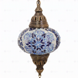 Close-up of Blue blue jewel mosaic glass globe pattern — pendant light (ENV DYN3039)
