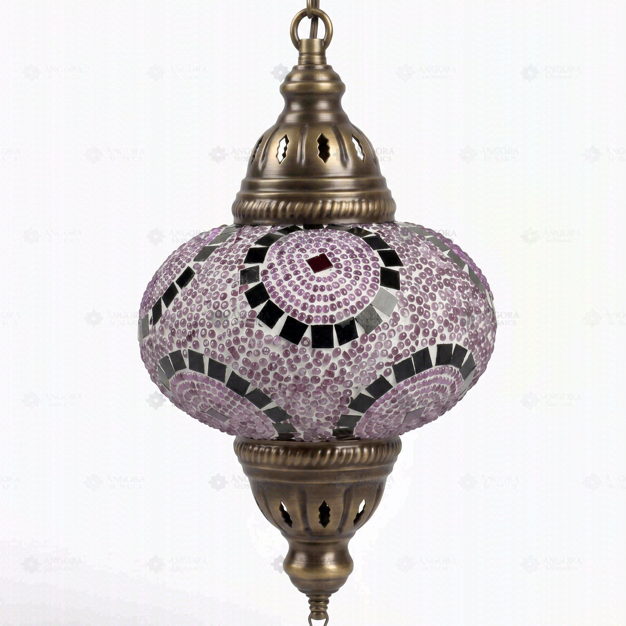 Close-up of Purple purple jewel mosaic glass globe pattern — pendant light (ENV DYN3041)