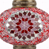Close-up of Red ruby red mosaic glass globe pattern — pendant light (ENV DYN3044)