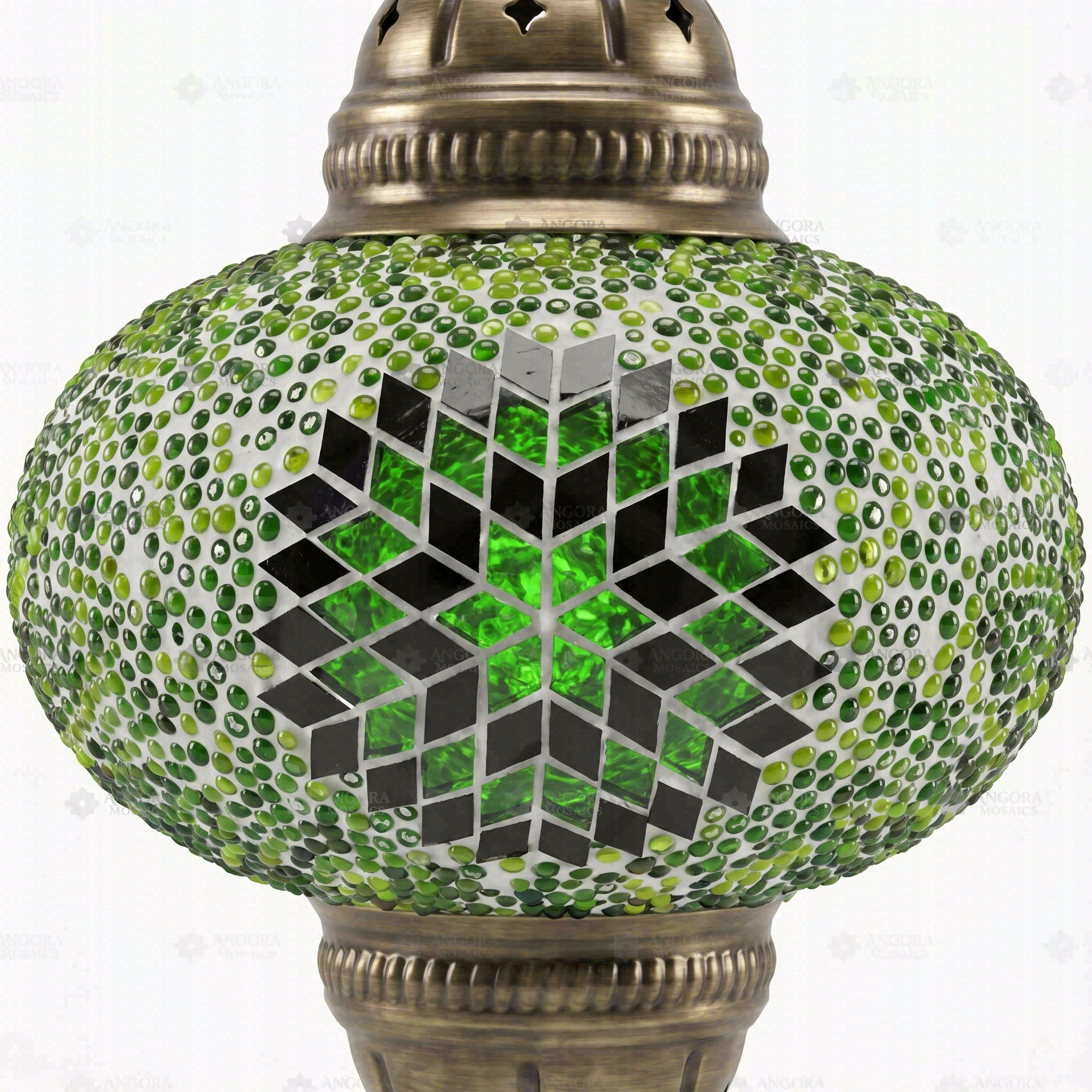 Close-up of Green green jewel mosaic glass globe pattern — pendant light (ENV DYN3048)