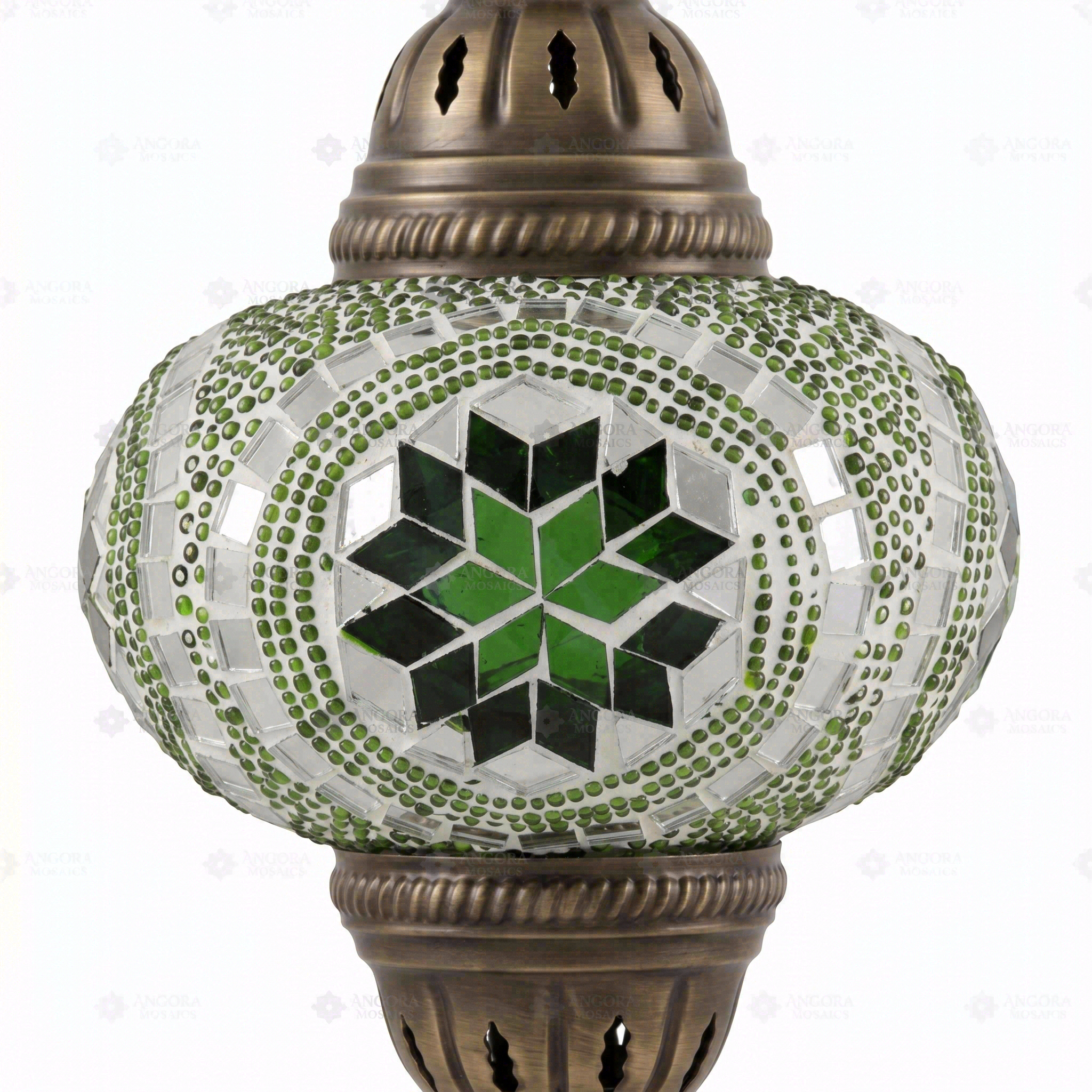 Close-up of Green green jewel mosaic glass globe pattern — pendant light (ENV DYN3050)