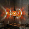 Amber warm amber Turkish mosaic pendant light in styled room — handmade Moroccan pendant light (ENV DYN3052)