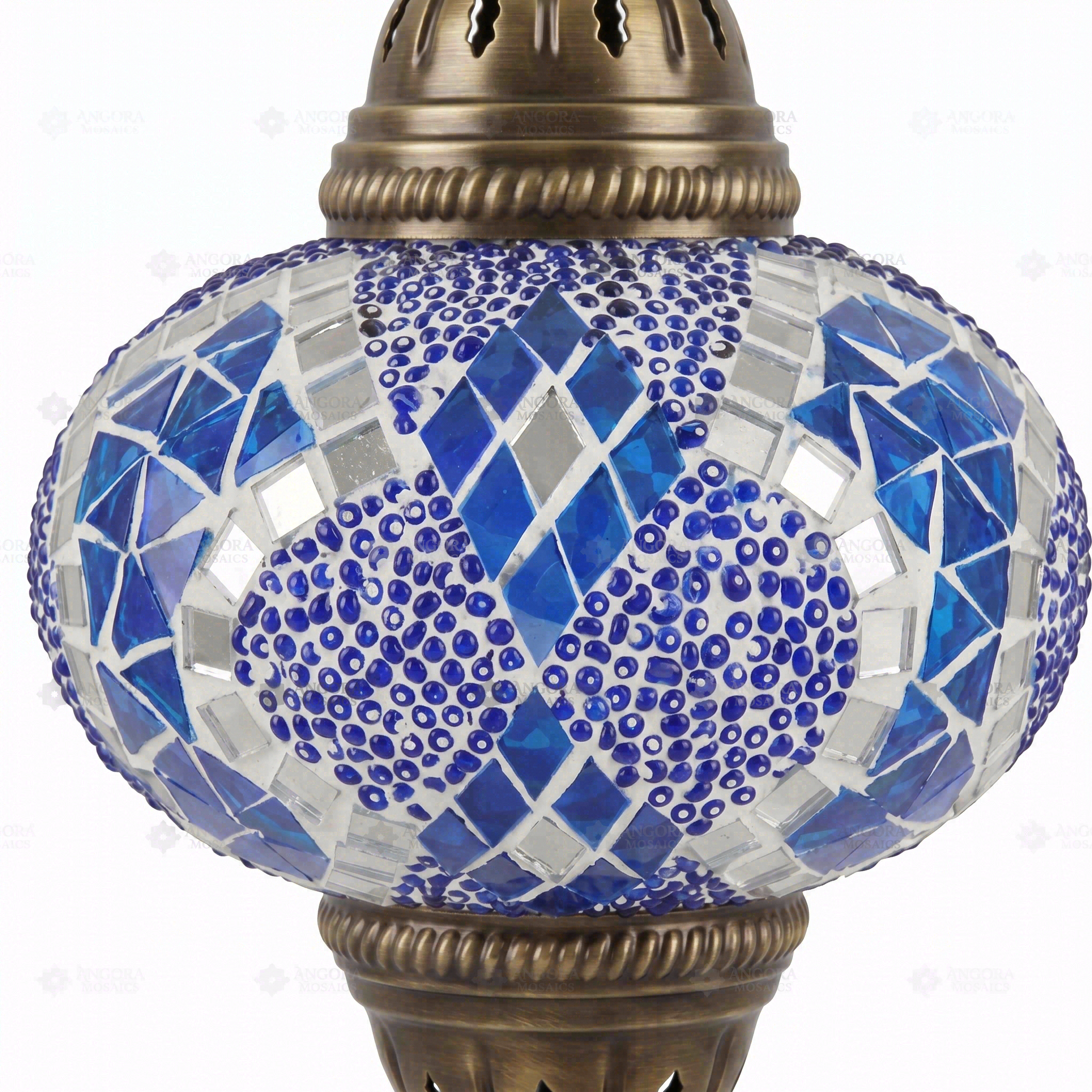 Close-up of Blue blue jewel mosaic glass globe pattern — pendant light (ENV DYN3053)