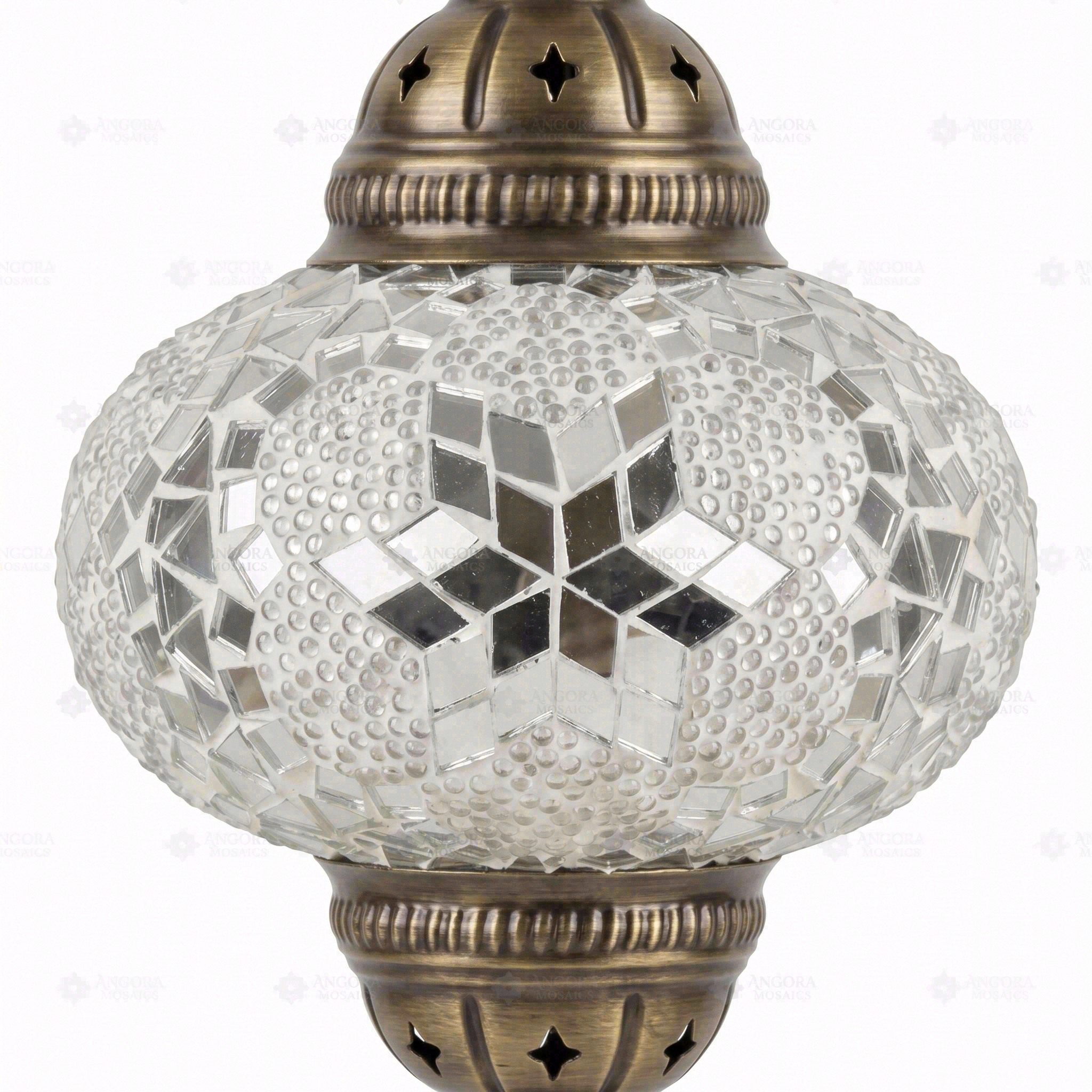 Close-up of White white glow mosaic glass globe pattern — pendant light (ENV DYN3054)