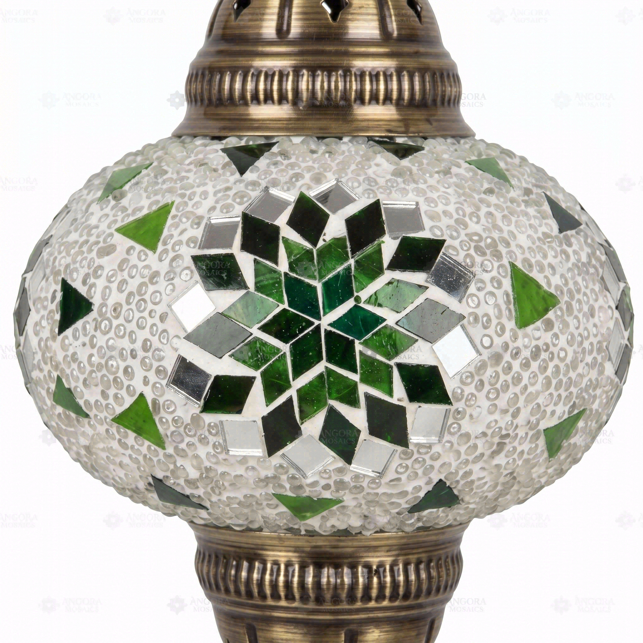 Close-up of Green green jewel mosaic glass globe pattern — pendant light (ENV DYN3055)