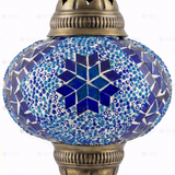 Close-up of Blue blue jewel mosaic glass globe pattern — pendant light (ENV DYN3058)