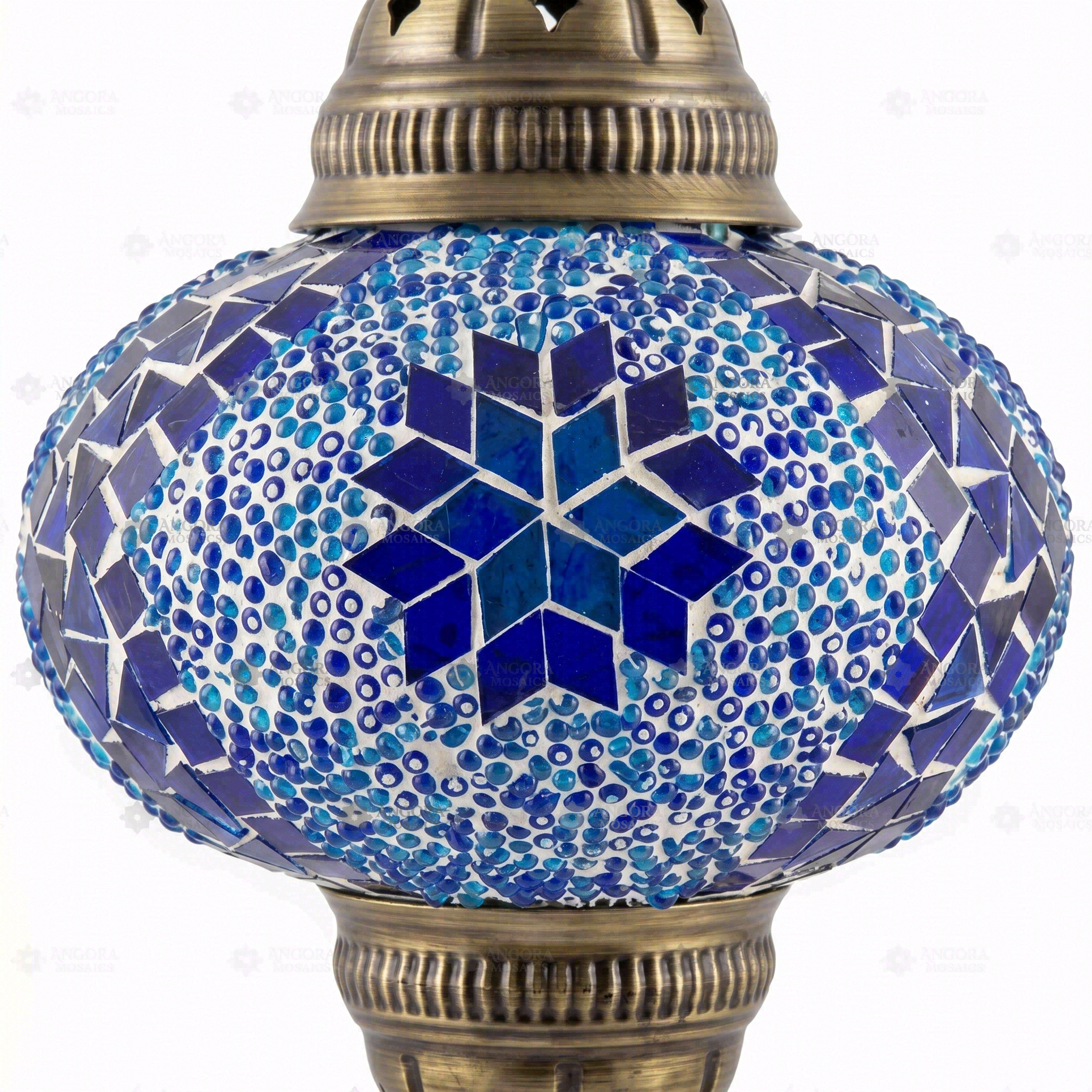 Close-up of Blue blue jewel mosaic glass globe pattern — pendant light (ENV DYN3058)