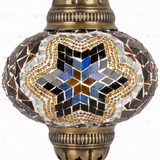 Close-up of Cool Tones mixed cool mosaic glass globe pattern — pendant light (ENV DYN3063)