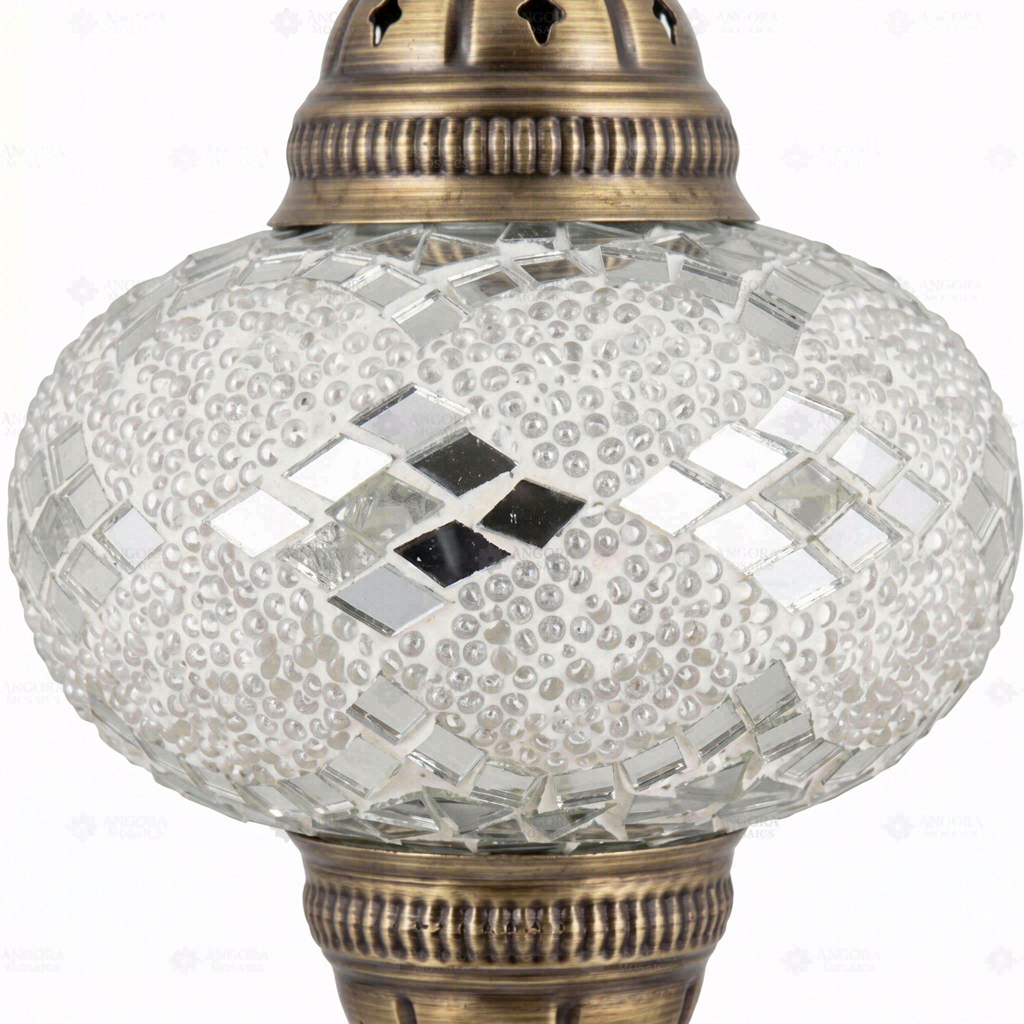 Close-up of White white glow mosaic glass globe pattern — pendant light (ENV DYN3068)