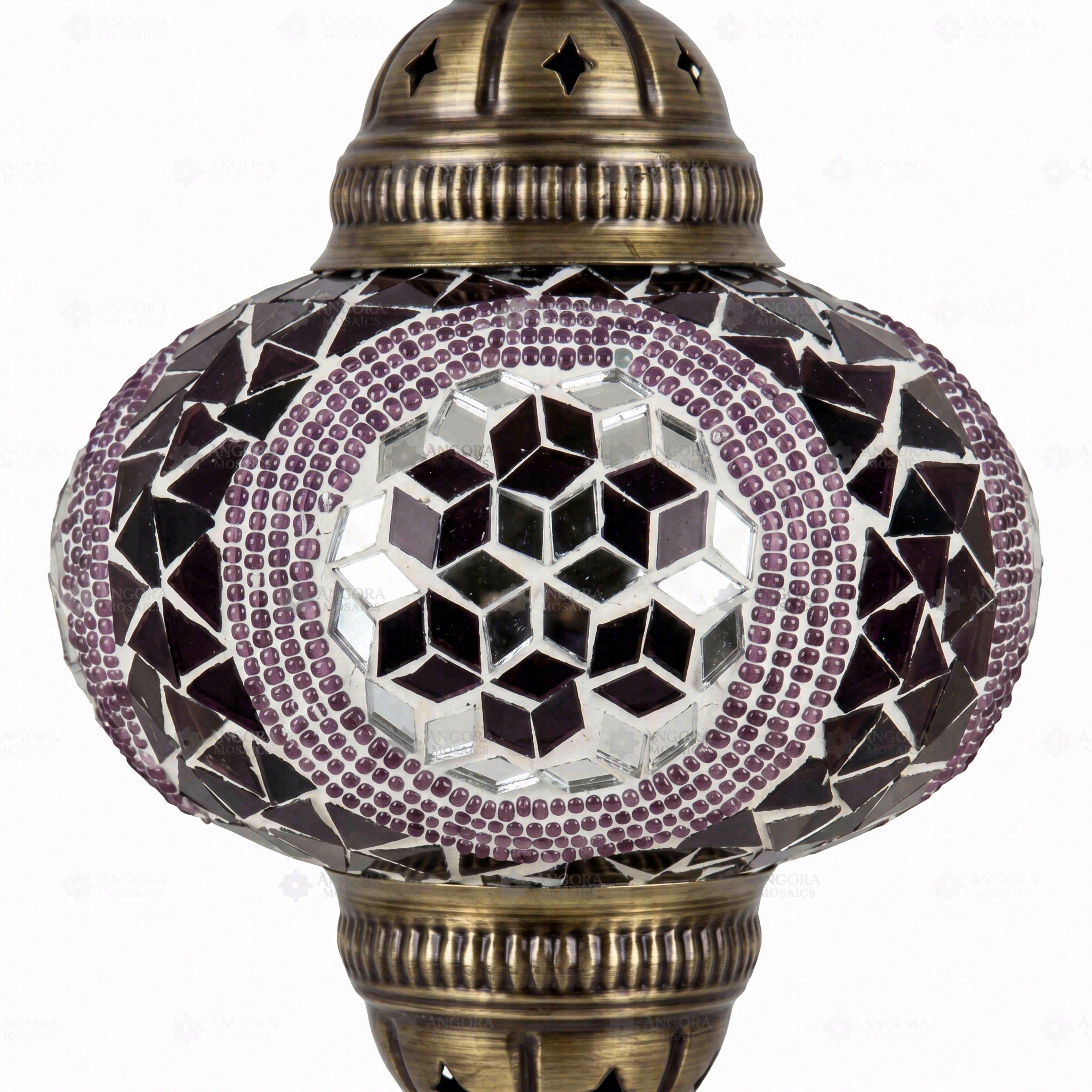 Close-up of Purple purple jewel mosaic glass globe pattern — pendant light (ENV DYN3087)