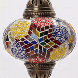 Close-up of Multicolor multicolor jewel mosaic glass globe pattern — pendant light (ENV DYN3093)