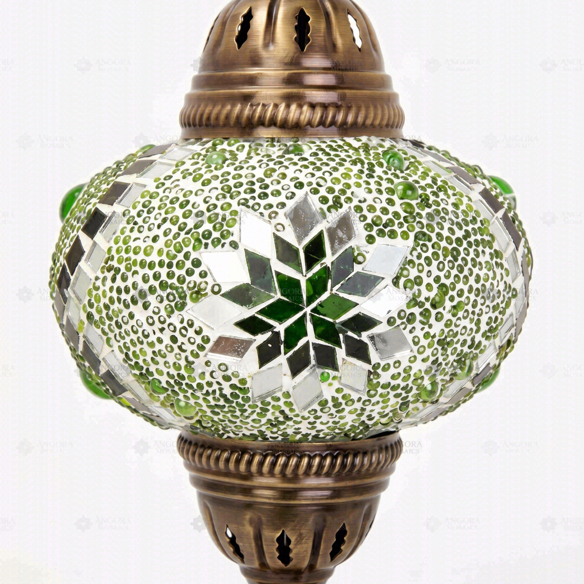 Close-up of Green green jewel mosaic glass globe pattern — pendant light (ENV DYN3096)