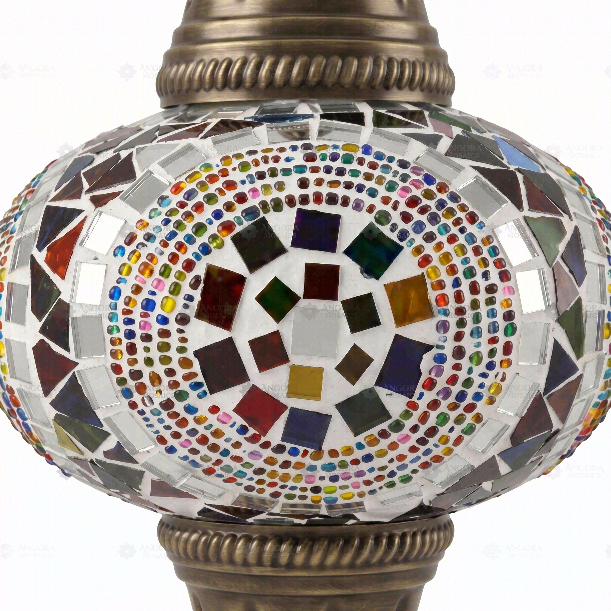 Close-up of Multicolor multicolor jewel mosaic glass globe pattern — pendant light (ENV DYN3099)