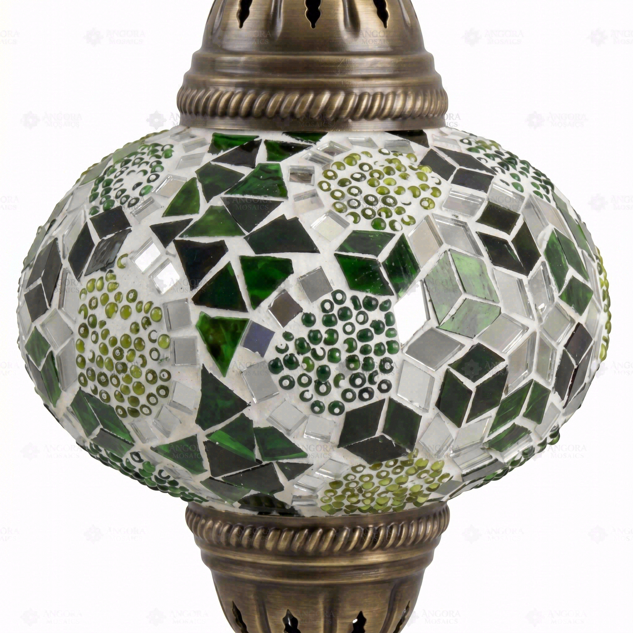 Close-up of Green green jewel mosaic glass globe pattern — pendant light (ENV DYN3100)