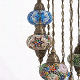 Close-up of Multicolor multicolor jewel mosaic glass globe pattern — chandelier (ENV HLZ10N3 (01-03-07-11-16-17-18-19-21-34))