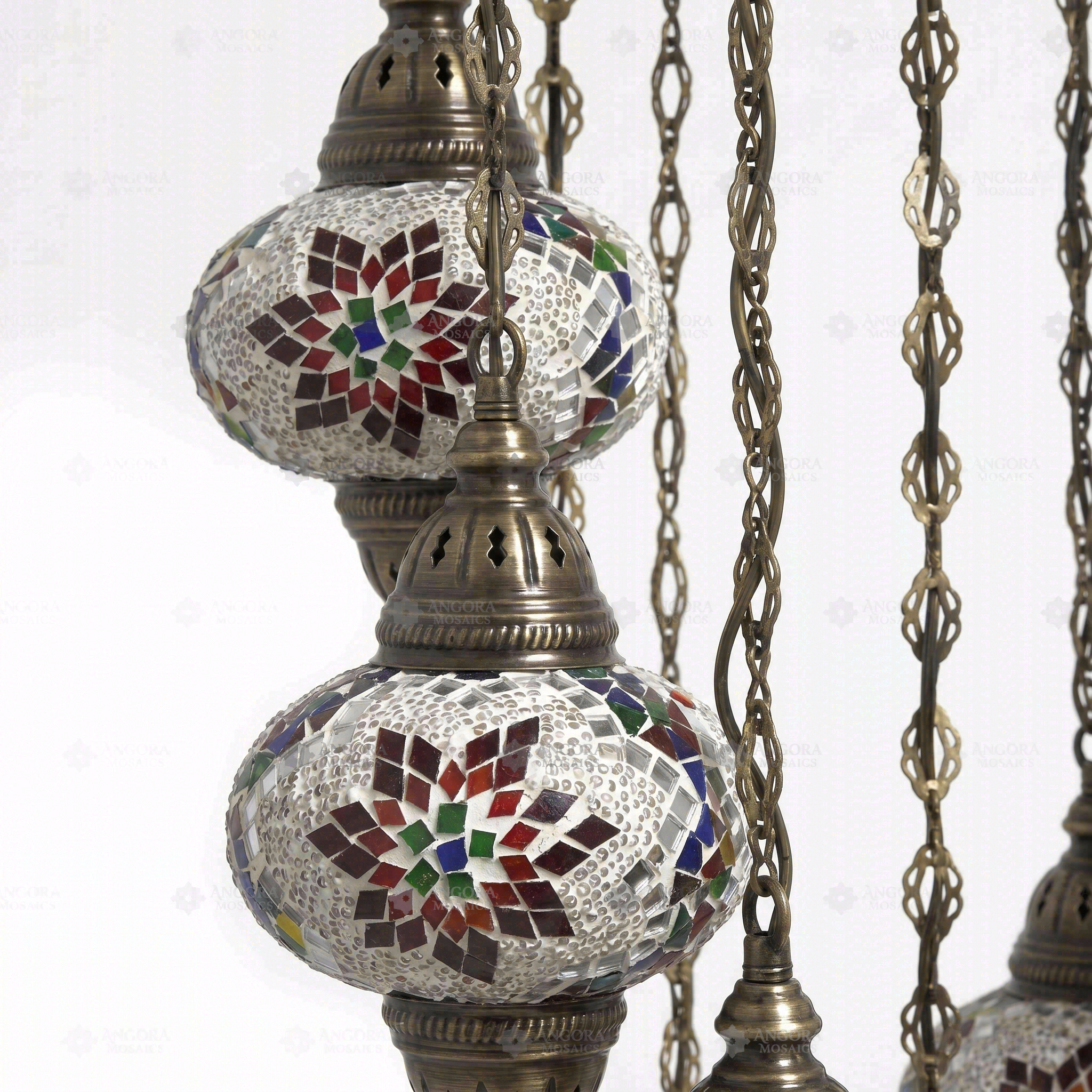 Close-up of Multicolor multicolor jewel mosaic glass globe pattern — chandelier (ENV HLZ10N3 (3007))