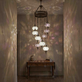 Cool Tones mixed cool Turkish mosaic chandelier in styled room — handmade Moroccan chandelier (ENV HLZ10N3 (3019X5-3043X5))