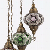 Close-up of Multicolor multicolor jewel mosaic glass globe pattern — chandelier (ENV HLZ4N3 (03-17-19-21))