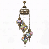 Full view of handmade Multicolor multicolor jewel Turkish mosaic chandelier on white background (ENV HLZ4N3 (3001))