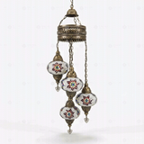 Full view of handmade Multicolor multicolor jewel Turkish mosaic chandelier on white background (ENV HLZ4N3 (3007))