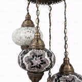 Close-up of Cool Tones mixed cool mosaic glass globe pattern — chandelier (ENV HLZ4N3 (3019X2-3043X2))