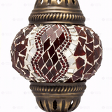 Close-up of Red ruby red mosaic glass globe pattern — table lamp (ENV MUN1003)
