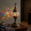 Multicolor multicolor jewel Turkish mosaic table lamp in styled room — handmade Moroccan table lamp (ENV MUN1010)