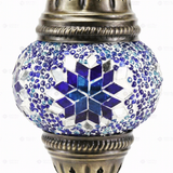 Close-up of Blue blue jewel mosaic glass globe pattern — table lamp (ENV MUN1014)