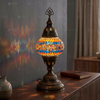 Multicolor multicolor jewel Turkish mosaic table lamp in styled room — handmade Moroccan table lamp (ENV MUN2003)