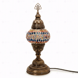 Full view of handmade Multicolor multicolor jewel Turkish mosaic table lamp on white background (ENV MUN2003)